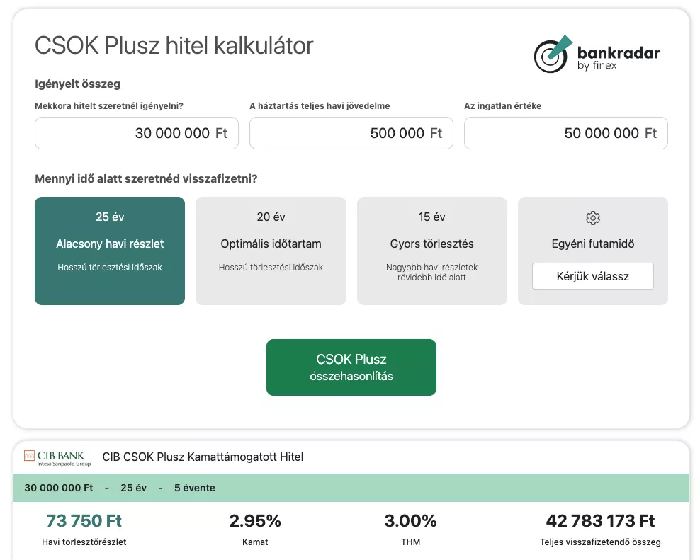 CSOK Plusz beilleszthető kalkulátor