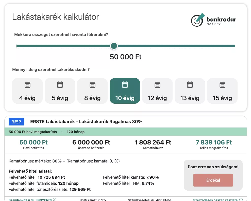 Lakástakaérk beilleszthető kalkulátor