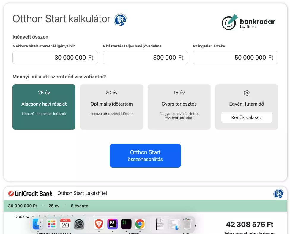 Otthon Start beilleszthető kalkulátor